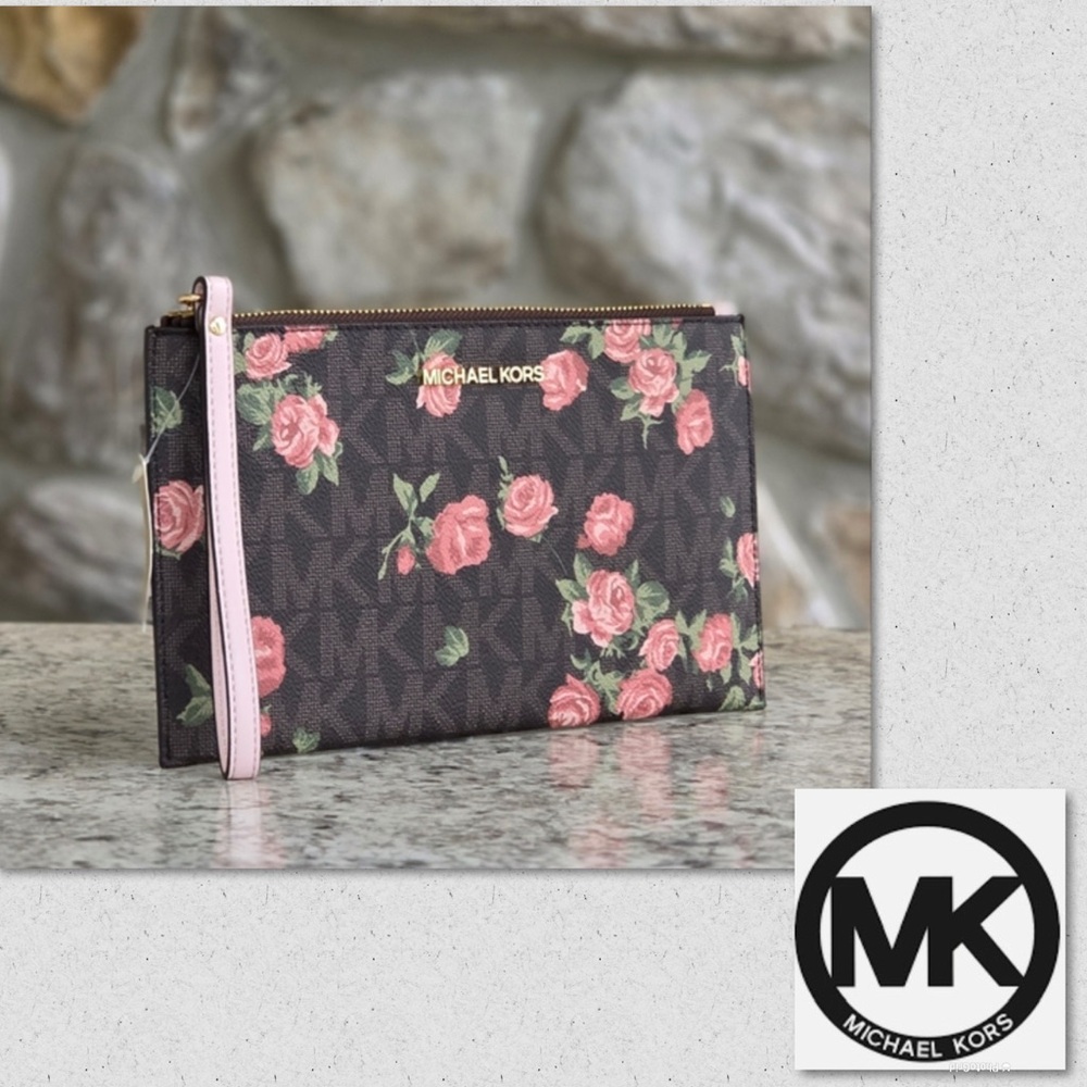 Michael Kors Large Jet Set Floral Wristlet/Clutch